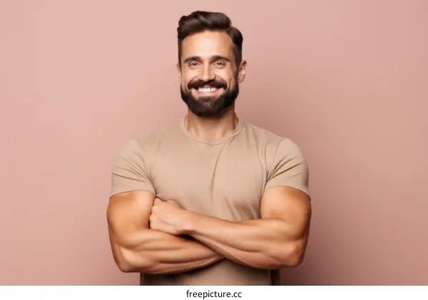 Handsome man with crossed arms smiling