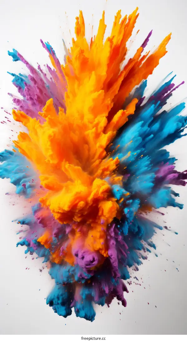 Colorful powder explosion on white background