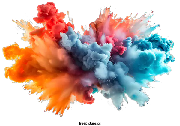 [Transparent Background PNG]Colorful powder explosion on white background