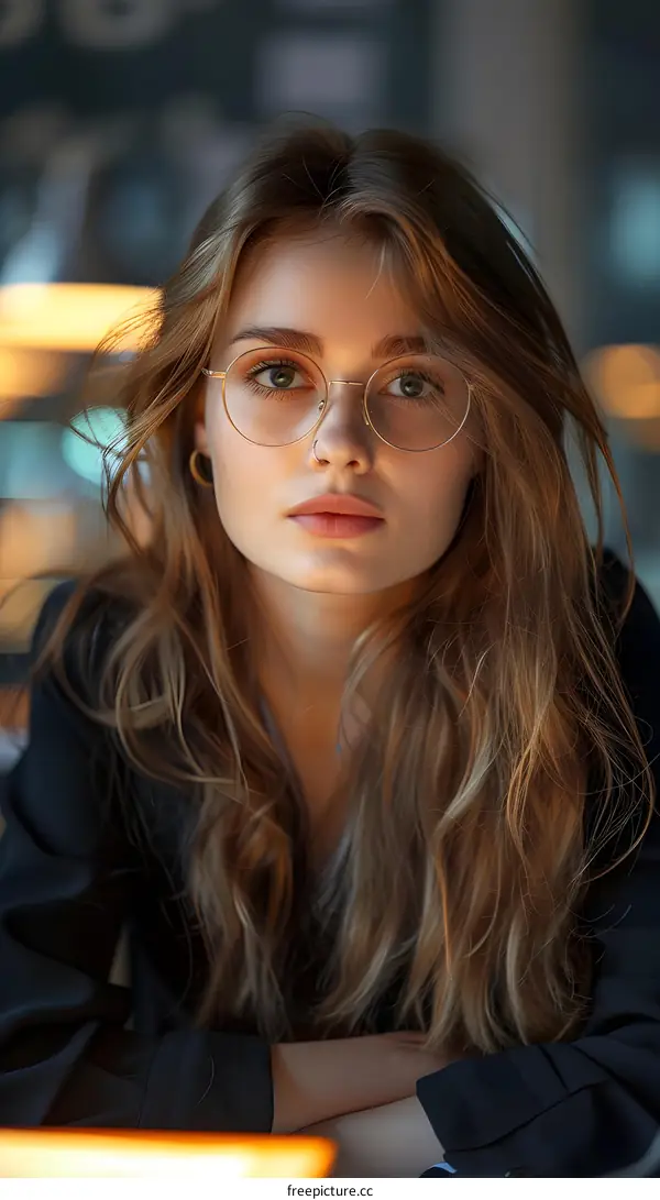 portrait of a beautiful young woman with glasses