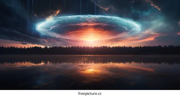 Ethereal Portal Over a Serene Lake