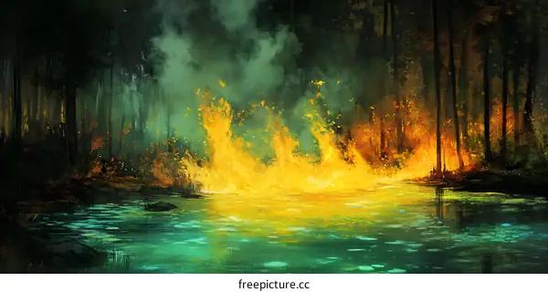 Burning Lake in the Forest