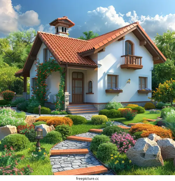 European style house with garden