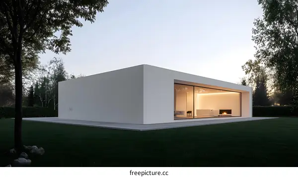 Modern White House with Large Windows