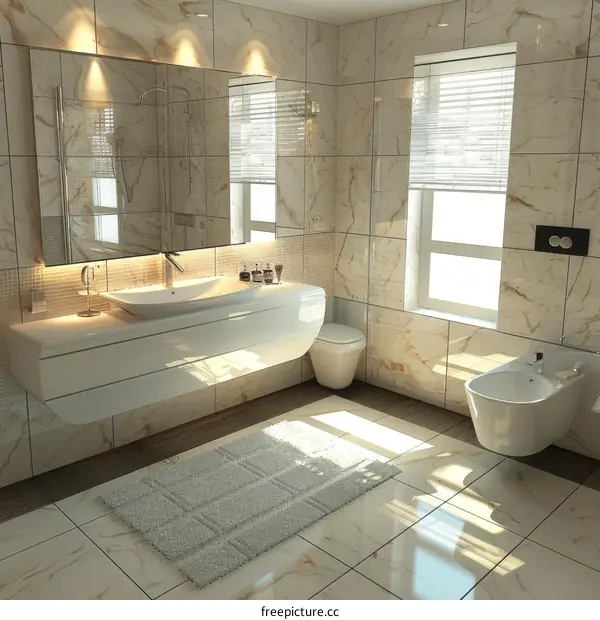 Modern Beige Bathroom Interior Design Illustration