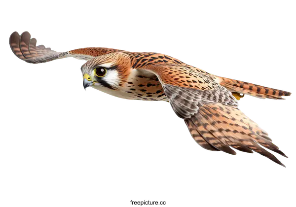 [Transparent Background PNG]A Falcon in Flight Against a White Background