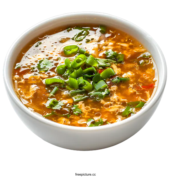 [Transparent Background PNG]Hot and Sour Soup in a white bowl