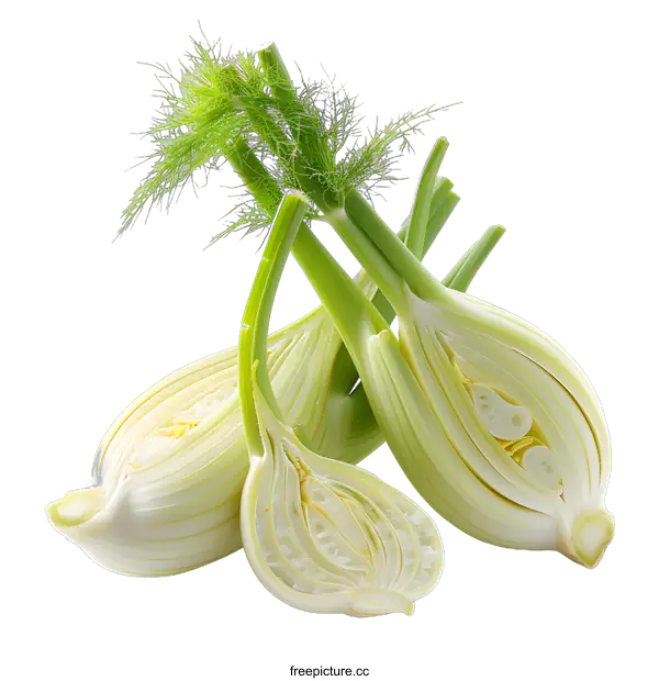 [Transparent Background PNG]Fresh fennel bulbs isolated on white background