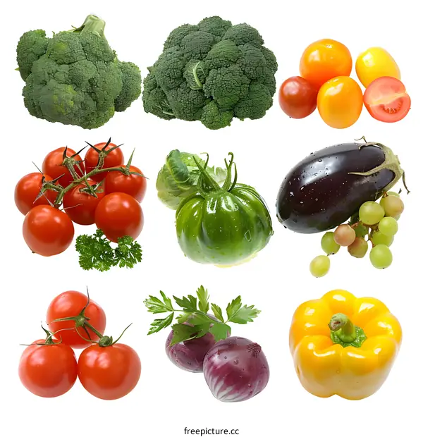 Fresh Vegetables Assortment  On White Background