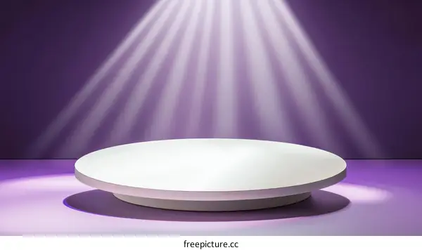 Empty White Product Display Stage Against Purple Background