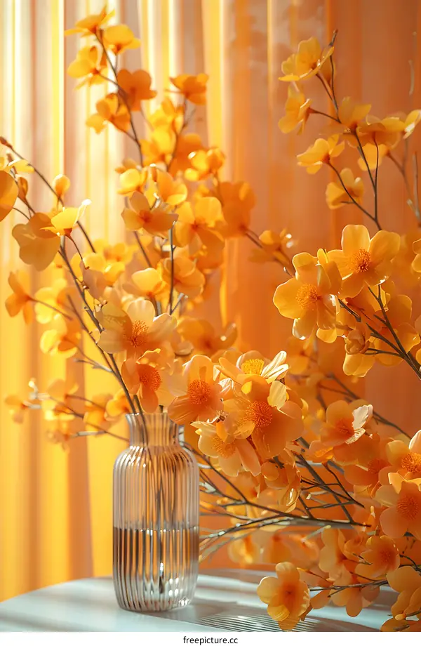 Orange Flowers in a Glass Vase