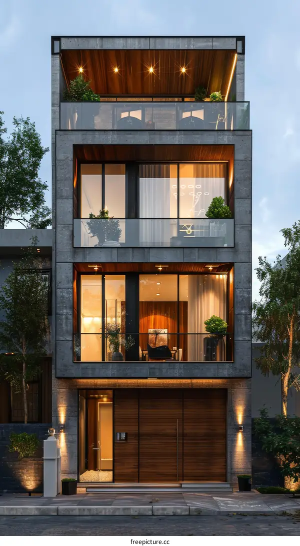 Modern Townhouse Design in Residential Neighborhood