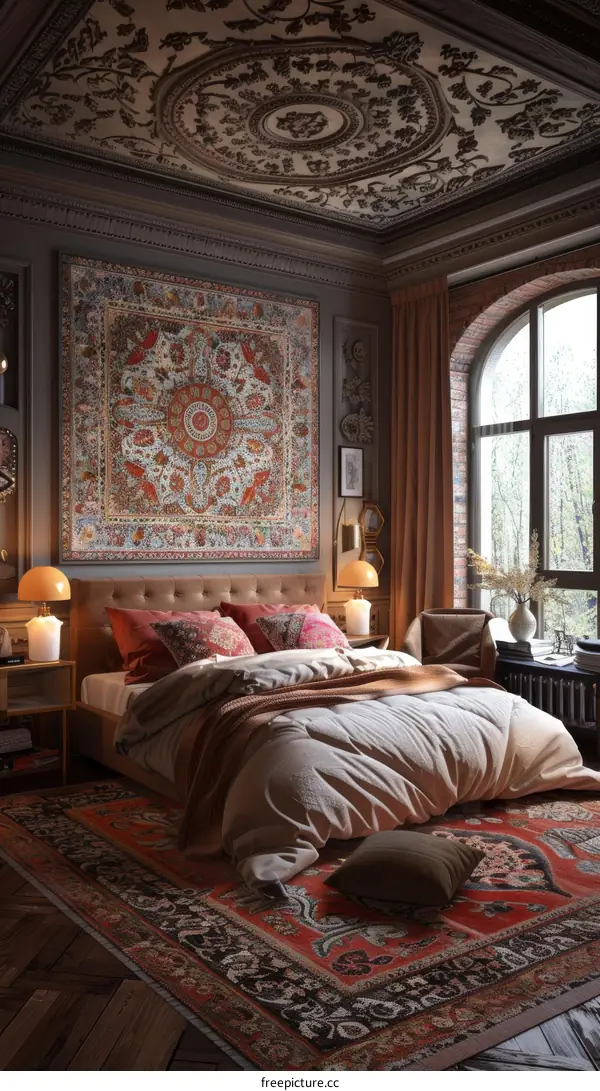 Ornate Bedroom Interior Design Illustration