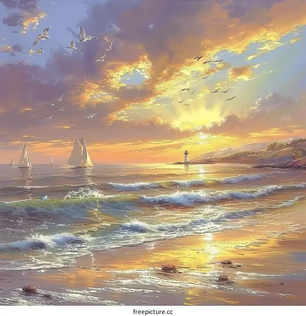 Lighthouse by the setting sun