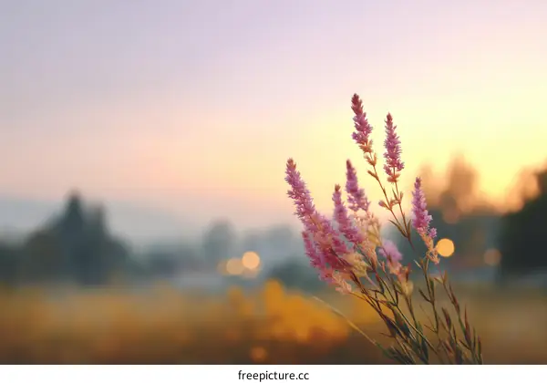 Beautiful Sunrise with Pink Flowers