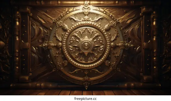 Golden Steampunk Fantasy Door with Ornate Details