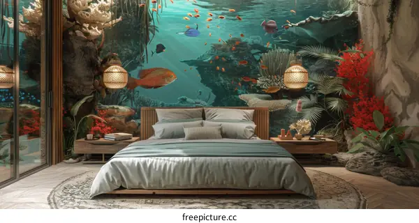 Underwater Tropical Bedroom Interior Design