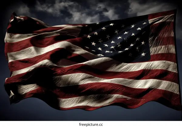 Majestic American Flag in the Wind