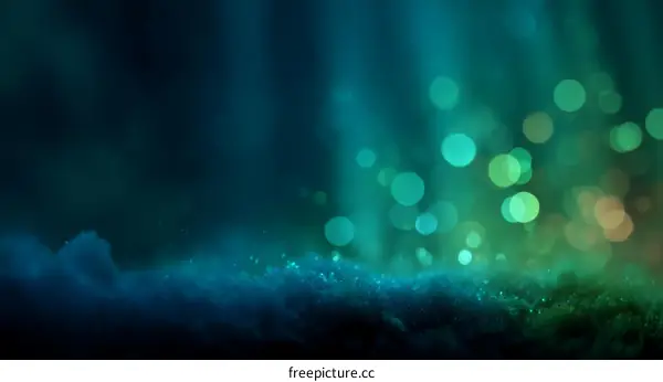 Abstract Bokeh Background with Teal and Green Lights