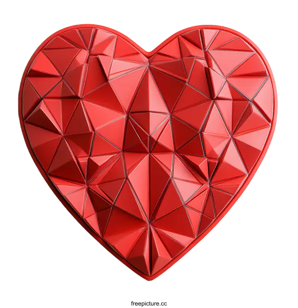 [Transparent Background PNG]Geometric Red Heart Shape Illustration