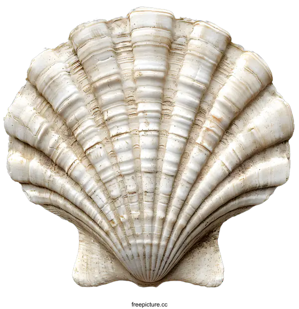[Transparent Background PNG]Closeup of Scallop Shell on White Background