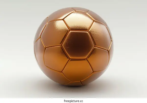 Golden soccer ball on a white background