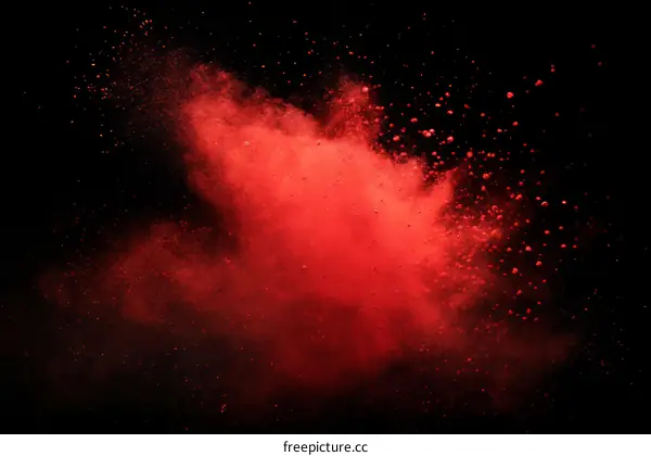 Red Powder Explosion Abstract Art