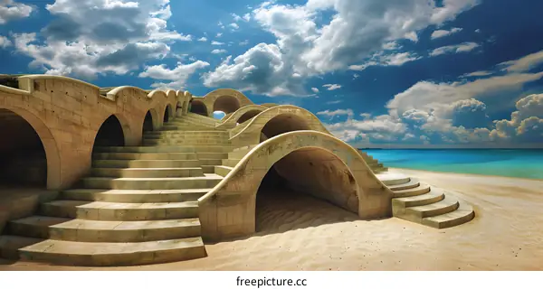 Abstract Stone Structure on a Beach