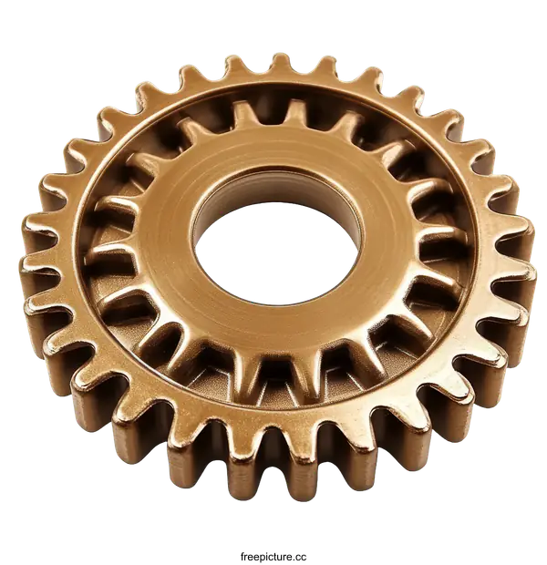 [Transparent Background PNG]Detailed Close-up of a Golden Gear