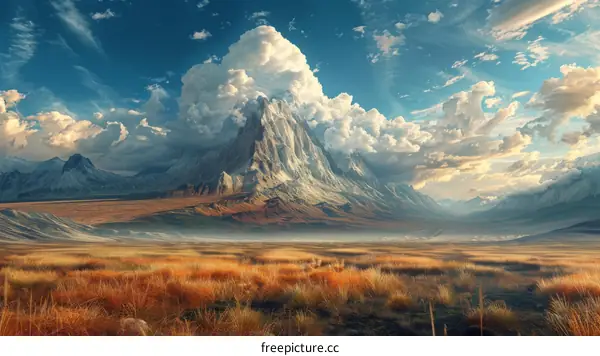 Majestic Mountain Range Landscape Illustration
