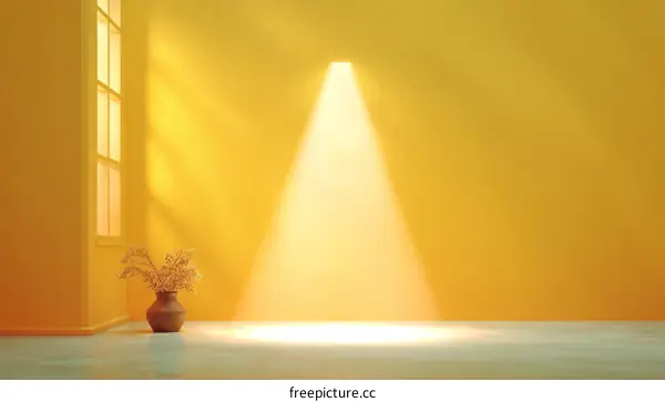 Empty Yellow Room with Sunlight