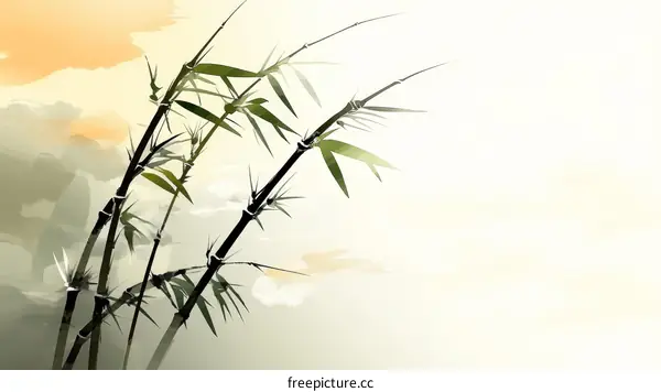 Bamboo Branches in Artistic Chinese Style Painting