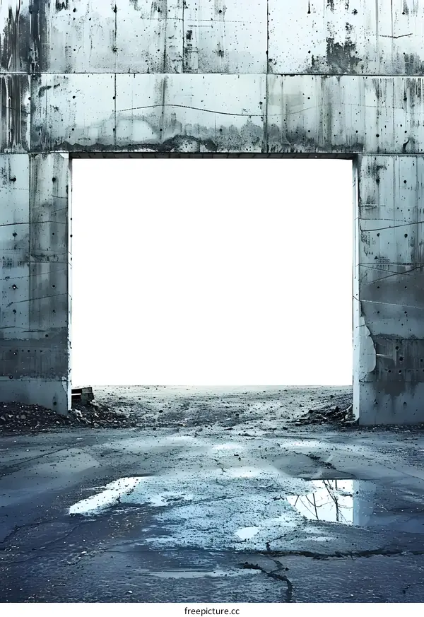 Concrete Wall With a Gap and Puddle