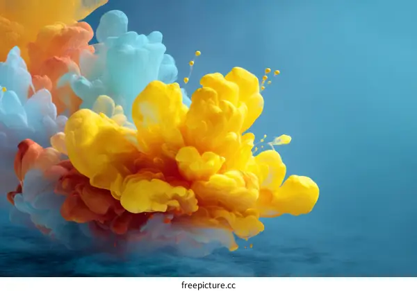 Abstract Colorful Ink Explosion