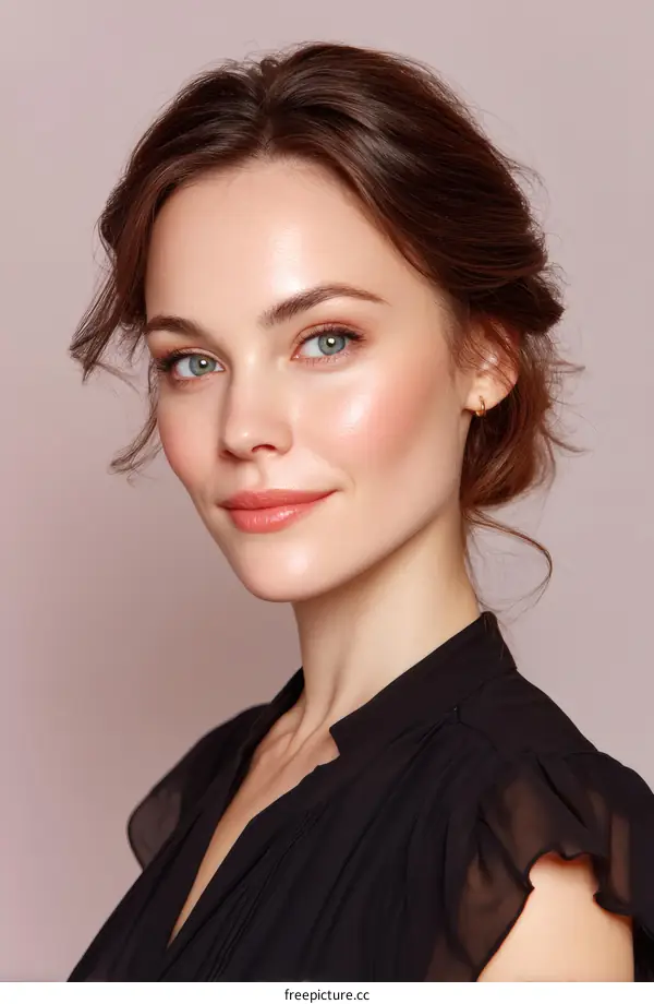 Beautiful Woman with Perfect Skin and Makeup