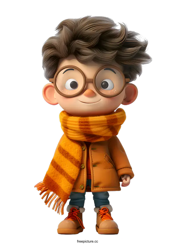 [Transparent Background PNG]3D rendering of a cute cartoon boy