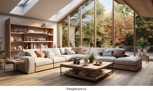 A Modern Living Room with a Large Picture Window