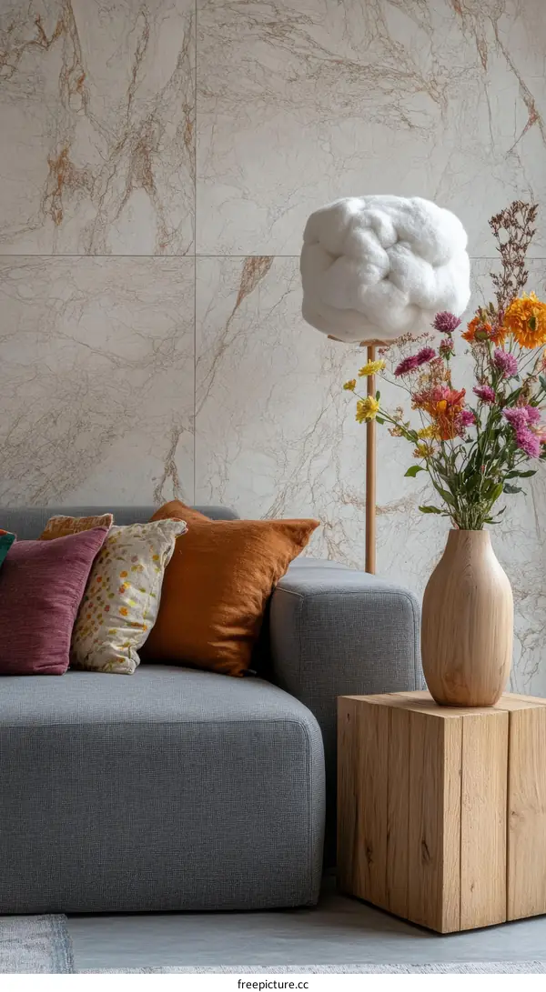 Modern Living Room Interior Design with Unique Lamp