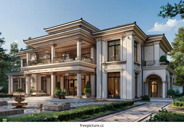 Luxury Mansion Exterior Design Illustration