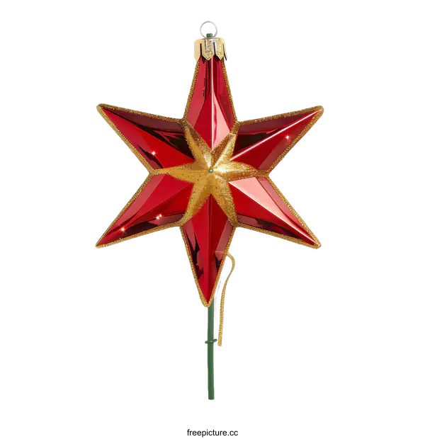 [Transparent Background PNG]Red and Gold Star Christmas Tree Topper