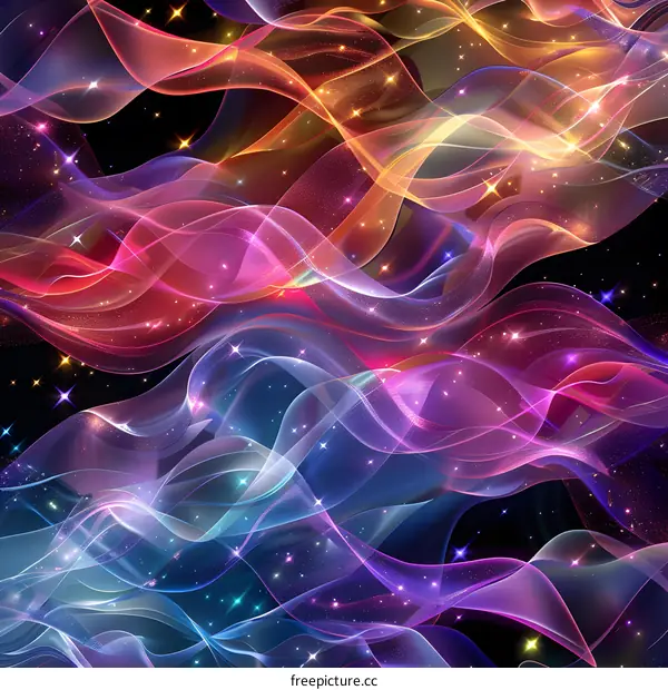 Colorful abstract waves with stars