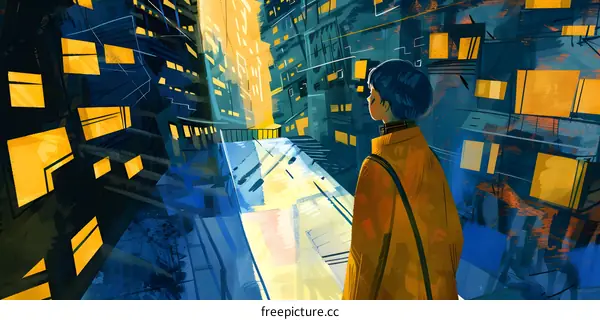 Person Standing in a City Street Illustration