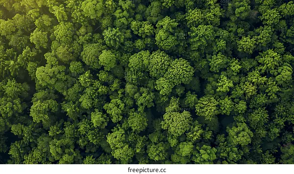 A lush green forest canopy seen from above