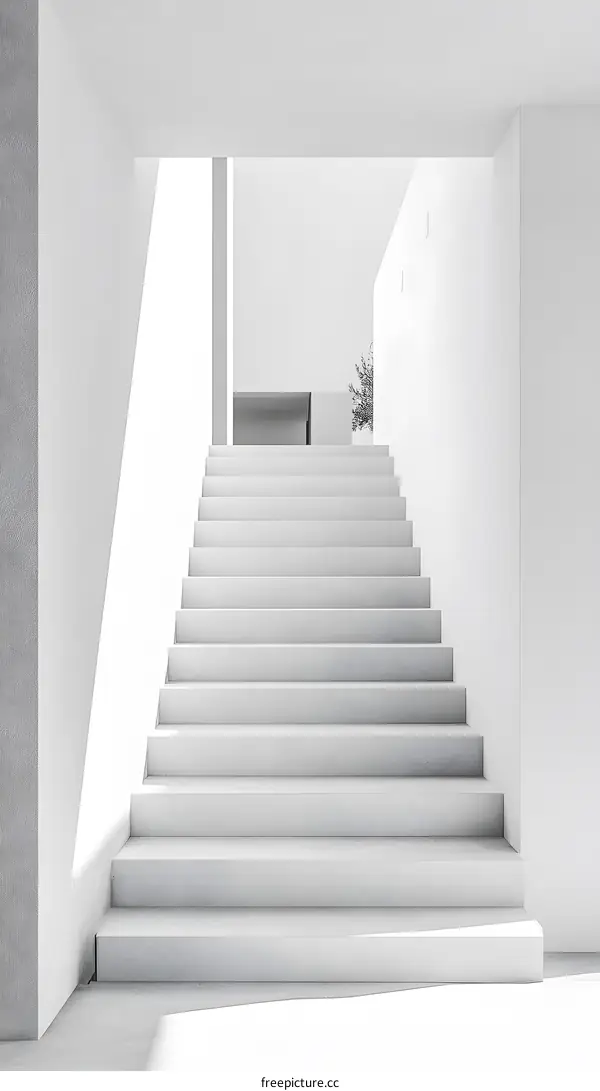 Modern White Staircase In Minimalist Architecture