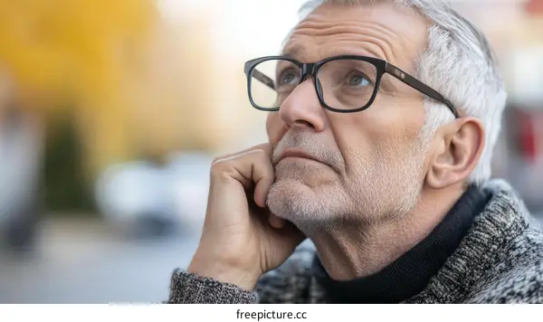 Thoughtful Senior Man Outdoors