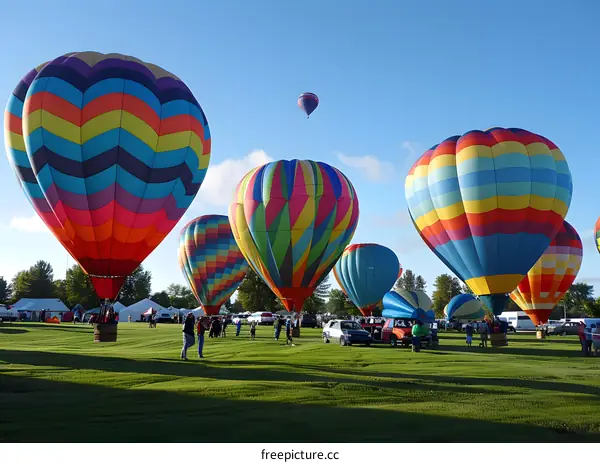 Hot Air Balloons Festival with People at Field