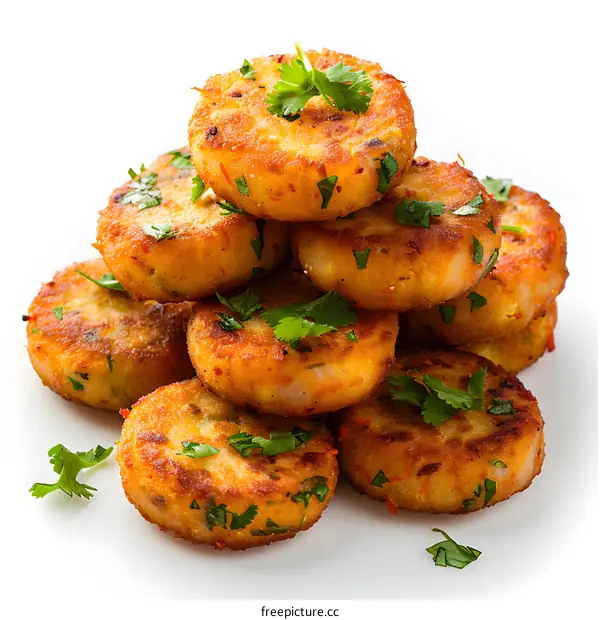 A stack of potato pancakes with herbs