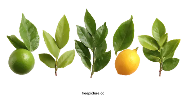 [Transparent Background PNG]Fresh Citrus Fruits and Leaves Arrangement