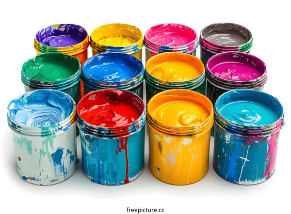 Colorful paint cans
