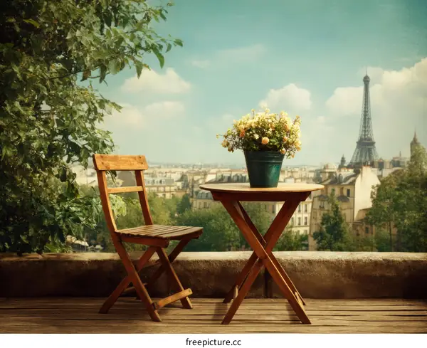 Parisian Rooftop Terrace Cafe View
